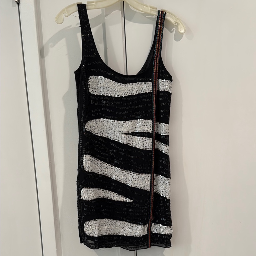 Foley + Corinna Black and Silver Sequin Maxi Dress